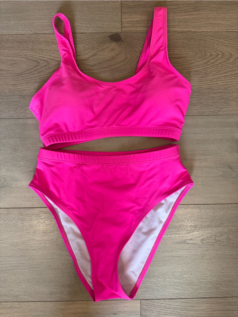 Womens Hot Pink Two-Piece One-Piece Style Swim Set